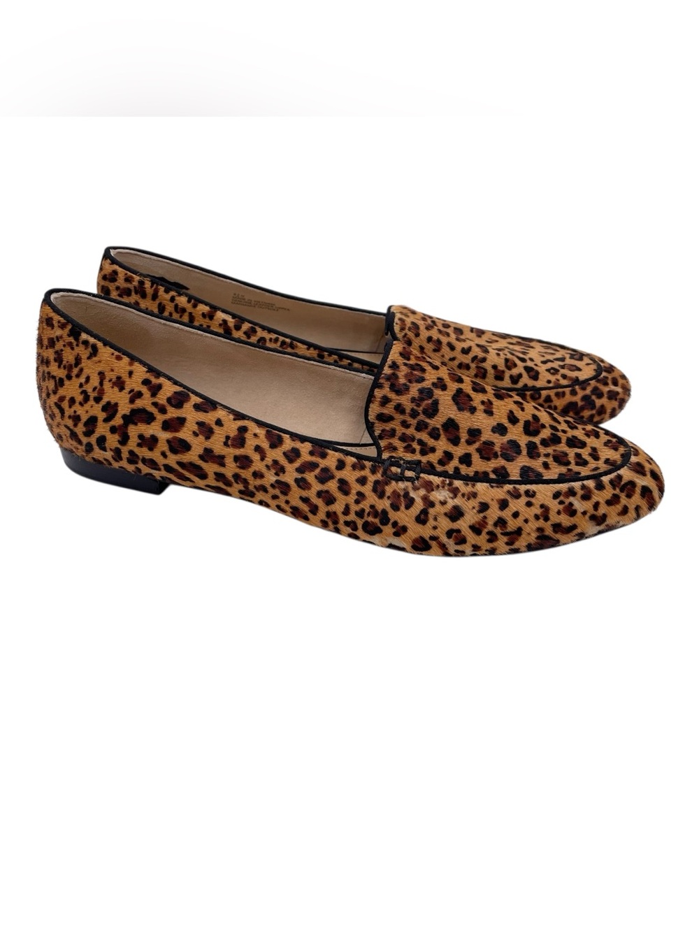 Talbots Leopard Print Calf Hair Ballet Flats Loafers Size 8.5 N Slip On Leather